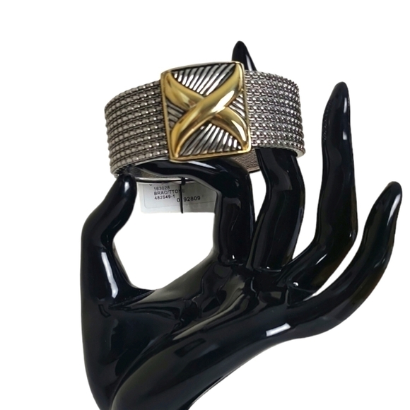 Bijoux Terner Two-Tone Gold & Silver Stainless Steel Cuff Bracelet NWT - Picture 1 of 9
